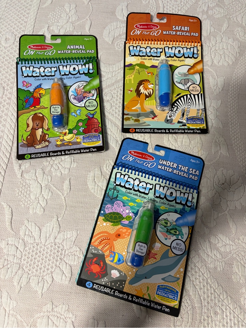 Melissa & Doug Water WOW! Reusable Water-Reveal Pads - Green, Blue, Orange